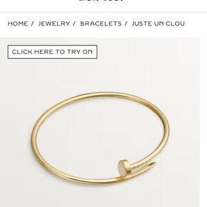 100% Authentic Cartier Gold Nail Design Bracelet Sz 15